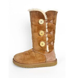 UGG Bailey Button Triplet Boot Tall Winter Warm Lined Sheepskin Suede Leather